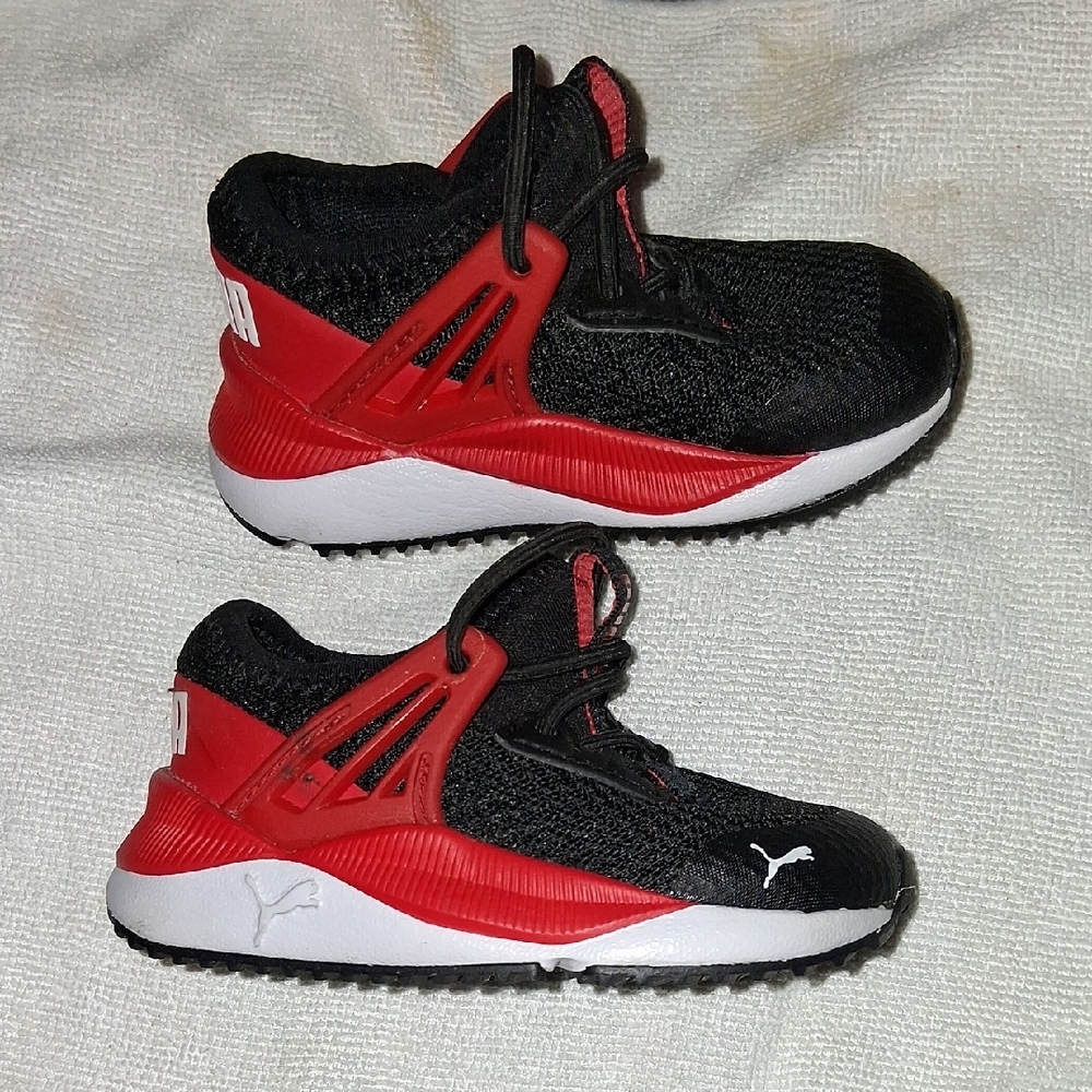 Puma Black and Red Sneakers with Modern Design